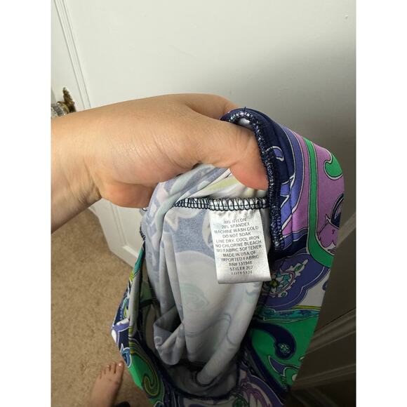 Jude Connally Trixxie Wide Leg Pants Green Purple Paisley Stretch XS Slinky Boho - Picture 8 of 8